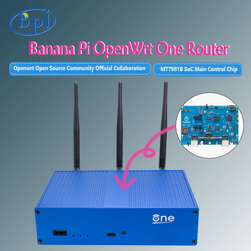 Banana Pi OpenWrt One Маршрутизатор с открытым исходным кодом MT7981B Чип-разрешение WiFi6 1 ГБ DDR4 2,5 ГБE RJ45 и Gigabit Ethernet
