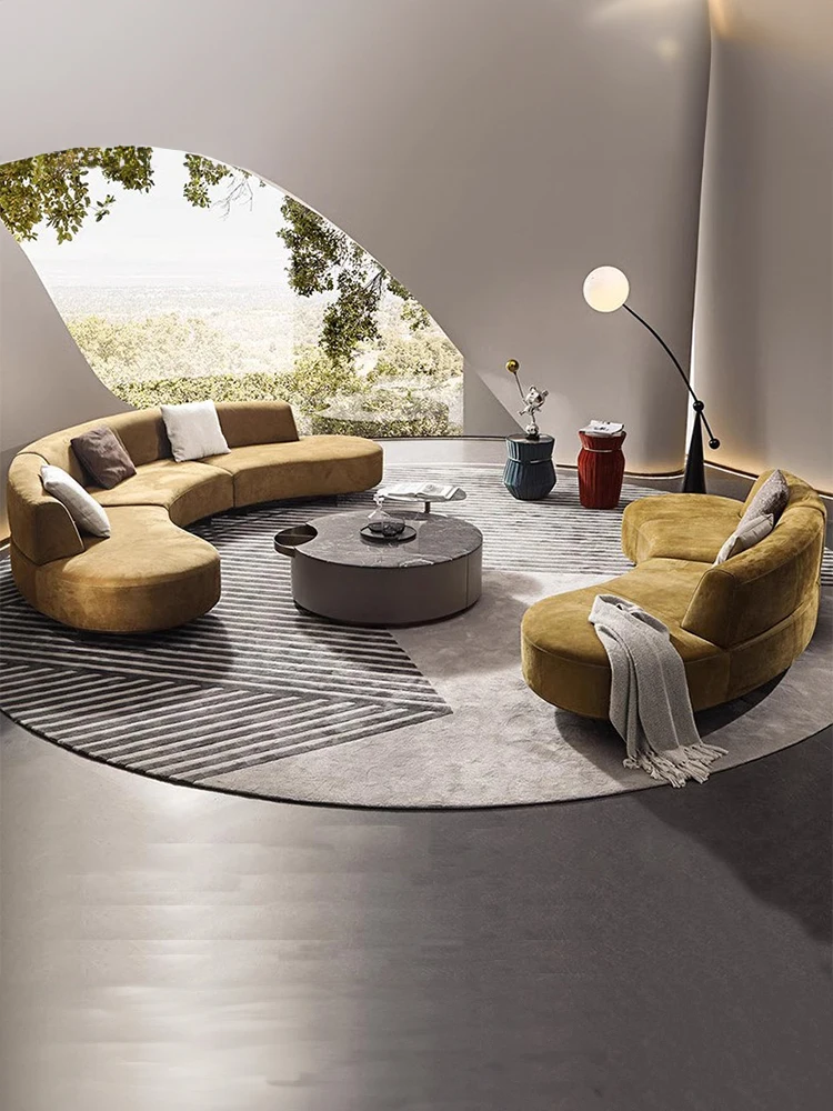 Italian minimalist arc sofa arc light luxury shaped beauty salon semicircular living room rest reception villa sofa