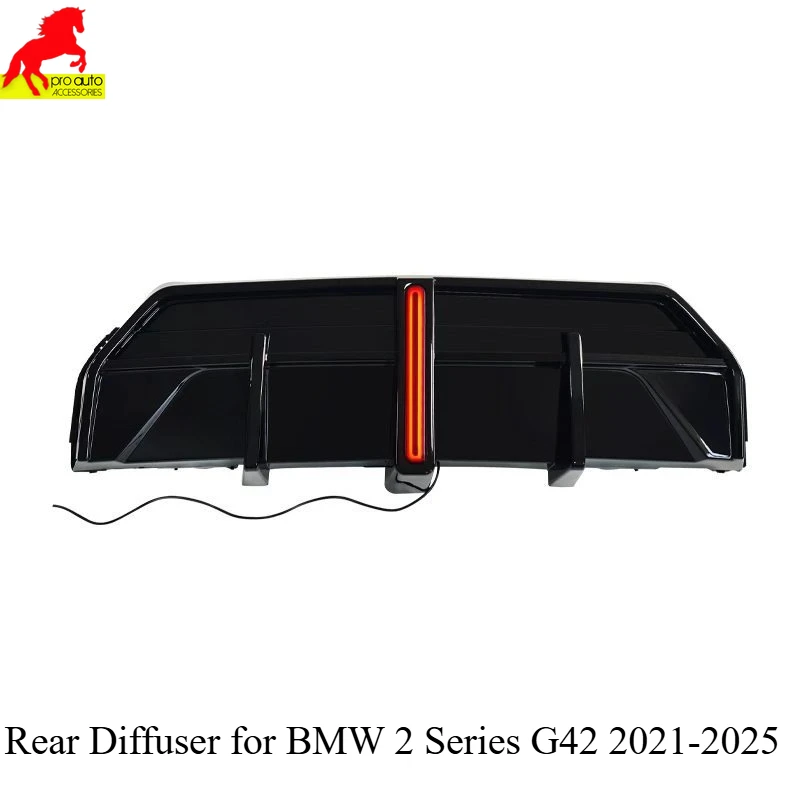 

Глянцевый черный светодиодный диффузор заднего бампера для BMW 2 серии G42 Coupe 2021-2025, светодиодный спойлер для губ, материал PP, автомобильные аксессуары, Стайлинг