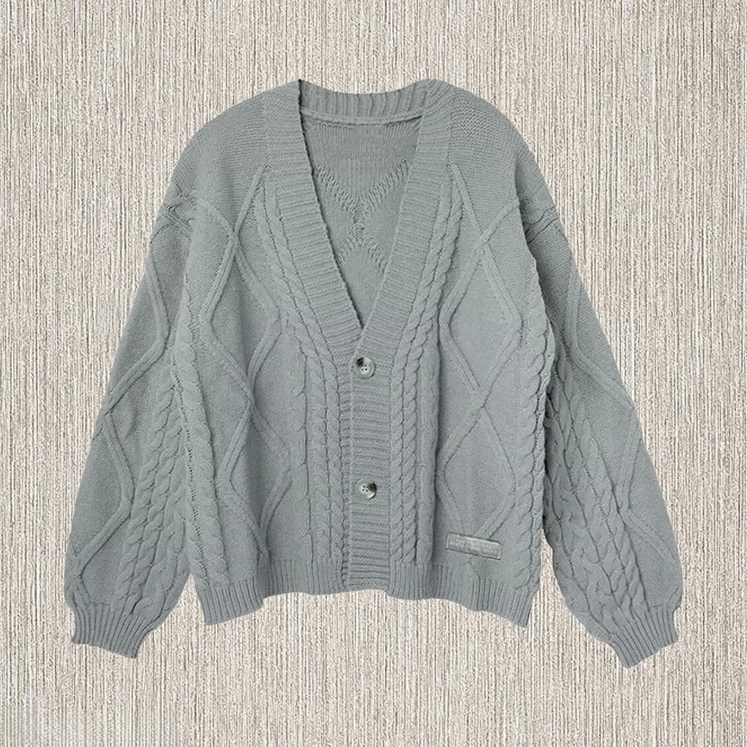 

TTPD кардиган женский серый уютный массивный вязаный свитер на пуговицах с v-образным вырезом куртка осень-зима TS кардиган Tay Fans-made