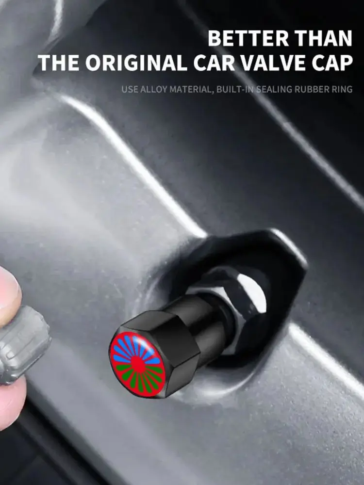 AliExpress Jbcovac 4PCS Universal Car Valve Cap Accessories Wheel Tire Valve Stem Tyre Air Sticker Case For Gypsy Flag Shape Bike Car Styling