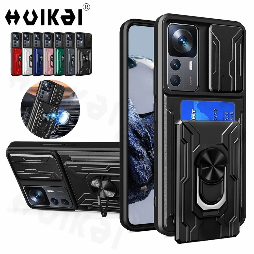 Case For Xiaomi 12T 12 Pro 12X A1 Redmi Note 11S 11T Pro Poco X4 F4 X3 Note 10 Slide Camera Card Detachable Holder Lens Bracket