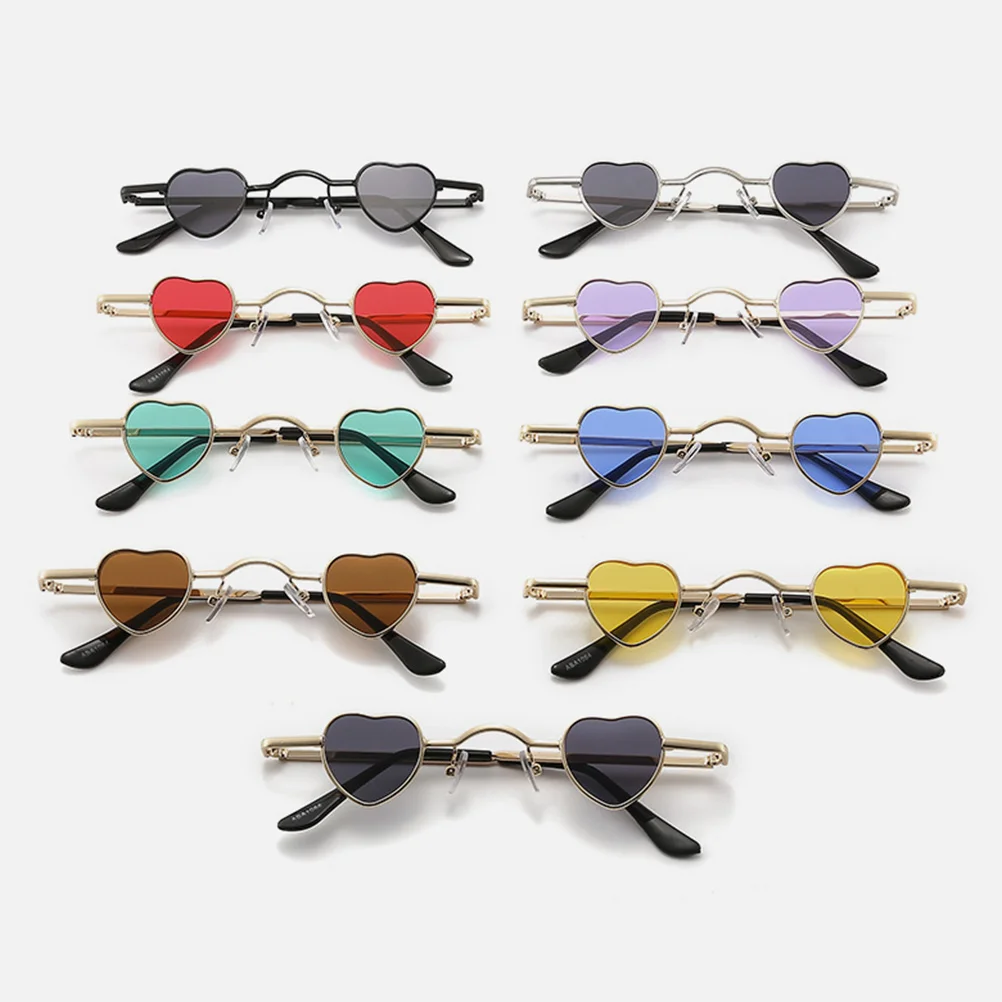 

4pcs Heart Shaped Sunglasses For Women Men Metal Frame Uv Protection Chic Style Party Outdoor Summer Beach Accessories Fashion