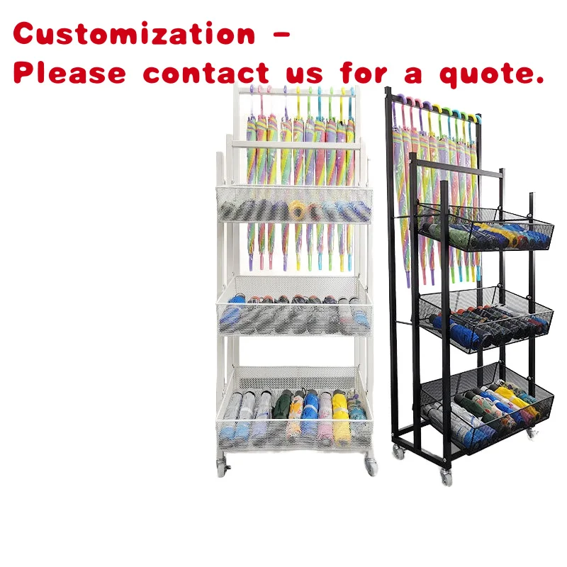 custom.Modern Polished Multi-Layer Metal Garment Display Rack 4 Shelves Convenience Store Supermarket Storage Freestanding
