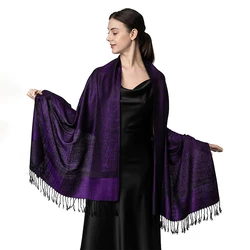 Xale de caxemira para todas as estações, lenço pashmina com borlas, xale longo, borla elegante, todos os fósforos, novo