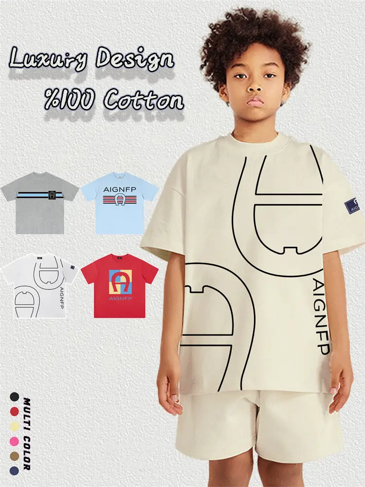 

2025 Hot Sale Child Tees Boys Clothes Summer Casual Wear Fashion Short sleeve Letter Print Tops Trend Street Kids T-shirt Cotton