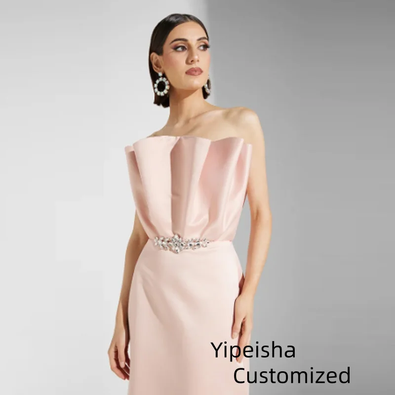 Abiti da ballo rosa eleganti personalizzati con perline Abiti da sera per occasioni da sera alla caviglia Abiti da festa con corsetto senza maniche