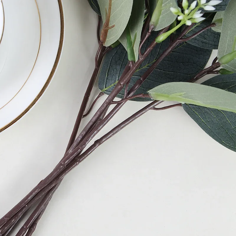 Artificial flower Eucalyptus Leaves Stems Eucalipto Branches Artificial Plants for Floral Bouquets Wedding Holiday Green Decor