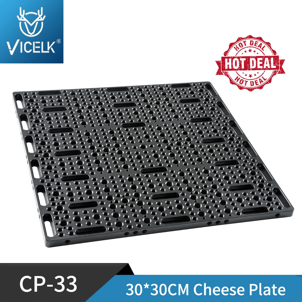VICELK CP33 Multifunktions-Käseplatte 30 x 30 cm für Schienenblöcke, Schwalbenschwanzen, kurze Stangen für DSLR-Kamerakäfig-Rig-Erweiterungsmontage