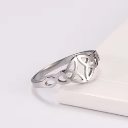 COOLTIME Triquetra Irish Celtics Rings for Women Talisman Stainless Steel Vintage Amulet Jewelry Rings Wedding Gifts Party