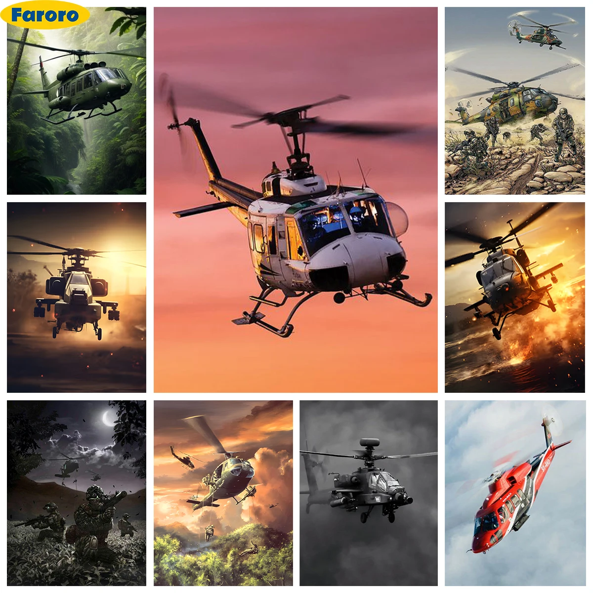 

Helicopter Diy Diamond Painting Kit Airplane Fighter Images 5D Diamond Embroidery Cross Stitch Boy Collect Gift Home Wall Decor