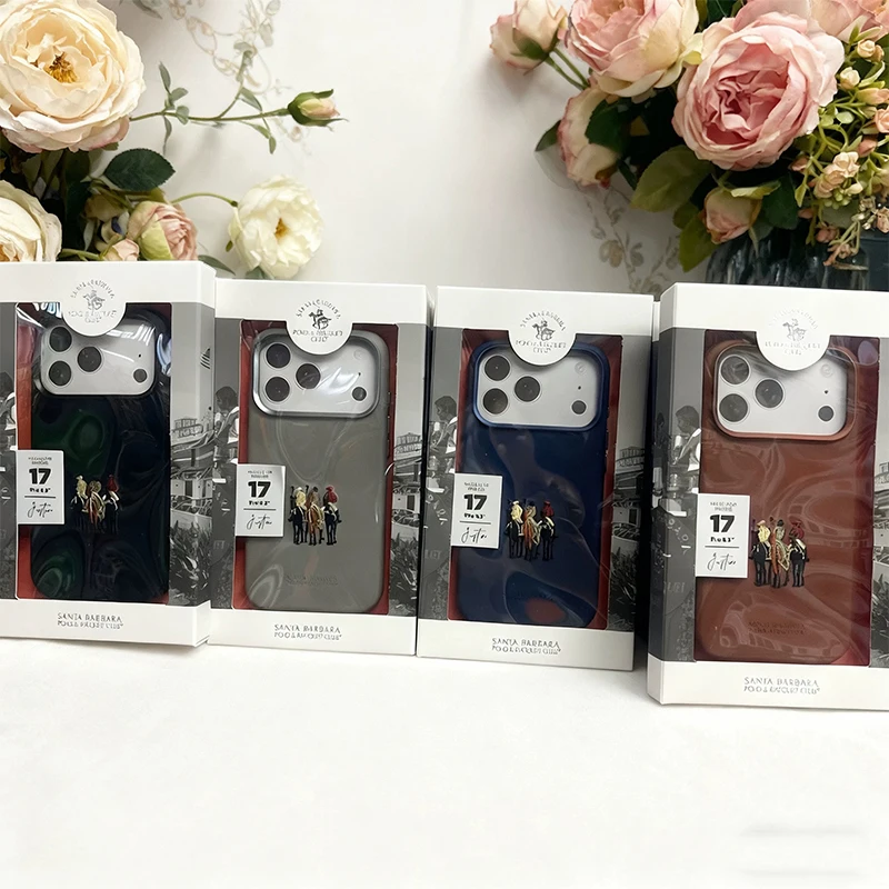 Skórzane etui z haftem na telefon iPhone 17 Pro Max, ochronna tylna obudowa na iPhone 17 Pro, czarne, niebieskie, szare, magnetyczne. — zdjęcie produktu 6