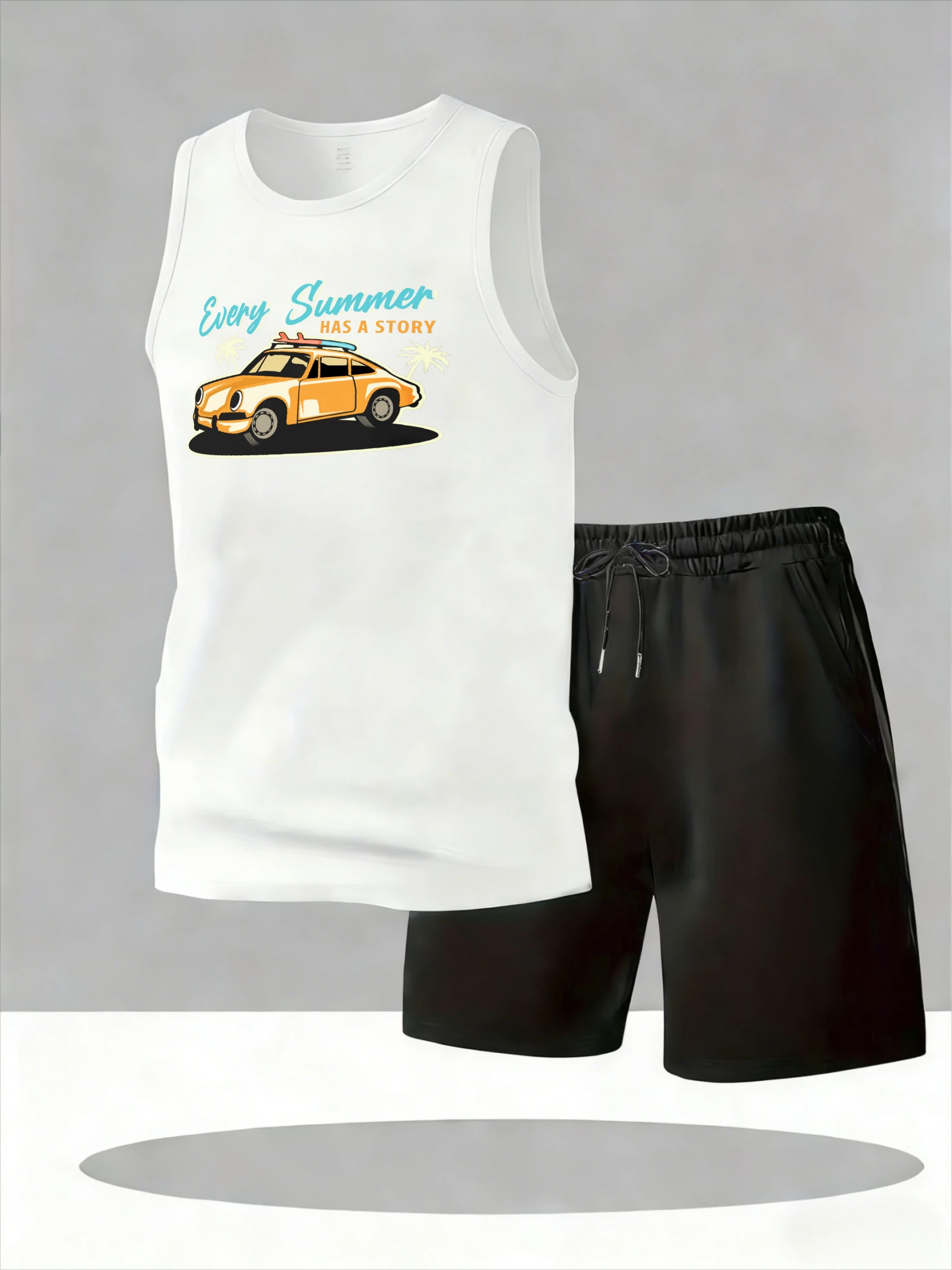 

Men's Tank Top Sets 2026 Summer Quick drying running seaside crewneck Y2k tracksuits oversize sports Breathable jogging set