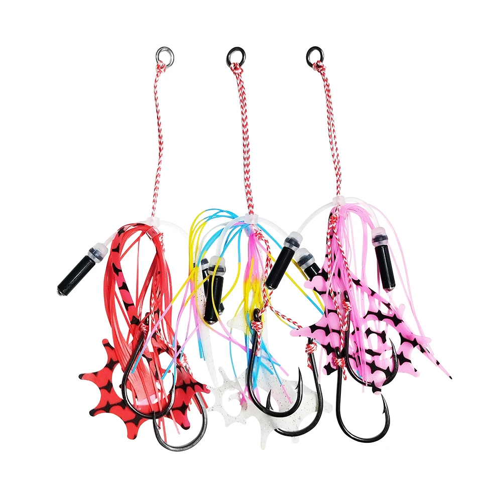 5pcs/lot Silicone Skirt with Bell Sunflower Skirt Rubber Jig Head Assist Hook 19# Jig Skirt Hooks pesca Sea Fishing Hook