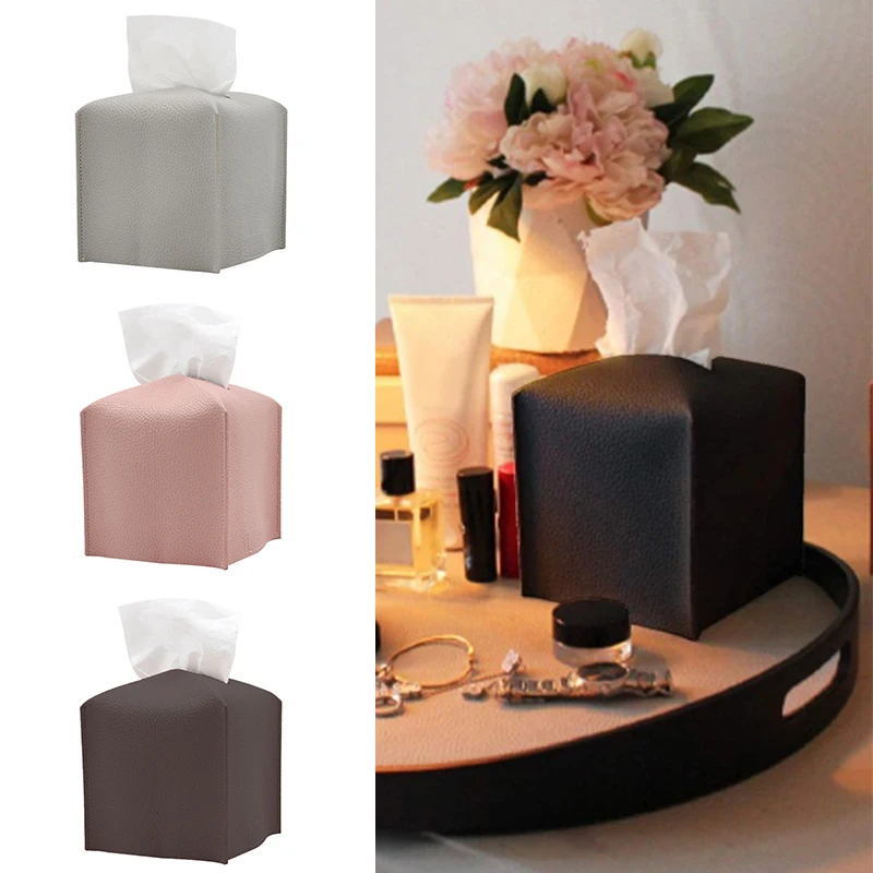 

PU Leather Tissue Box Car Tissue Box Holder Desktop Napkin Holder Case Storage Box Home Living Room Decoration Tissue Box Cover