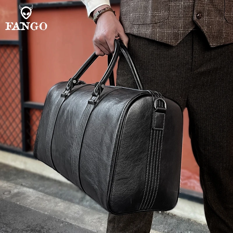 Vintage Genuine Leather Luggage Bag Men Business Travel Bags For Men Luggage Large Capacity Totes Travel Shoulder Bag