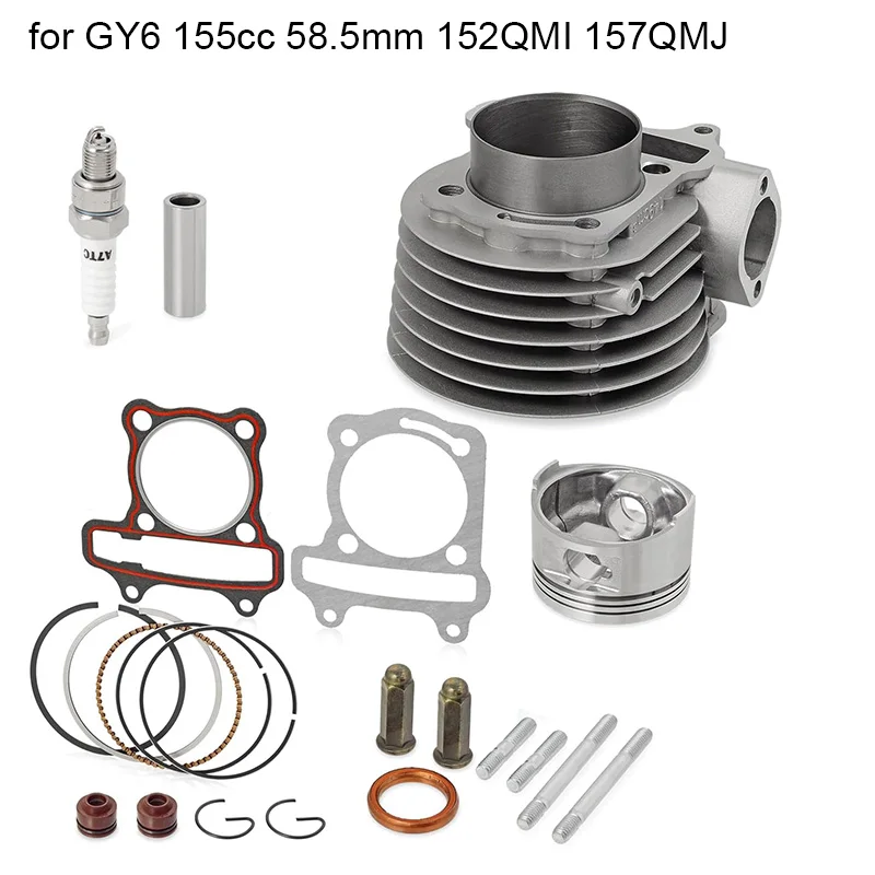 

GY6 125cc/150cc to 155cc 58.5mm Engine Cylinder Rebuild Kit 152QMI 157QMJ 1P57QMJ Piston Kit Big Bore Scooter Moped