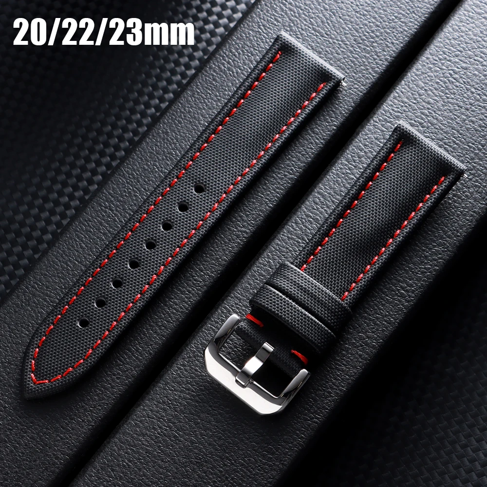 Bracelet de montre en tissu voile en Nylon pour Bracelet en cuir Omega pour Seiko 20mm 22mm 23mm Bracelet de montre noir hommes femmes Bracelet à dégagement rapide