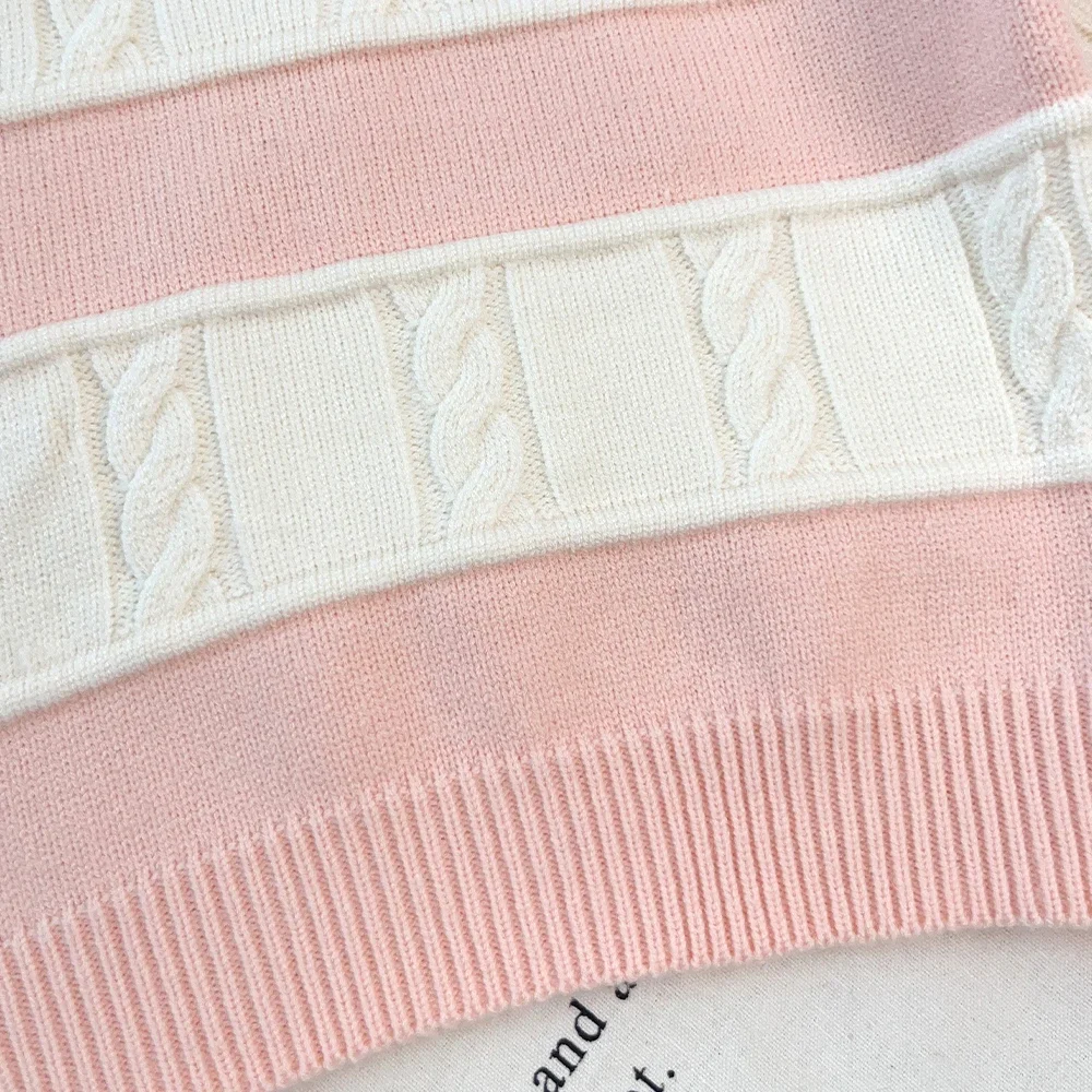 Europäischer und amerikanischer Stil, farblich abgesetzte Mädchenkleidung, Herbst-Winter-Strickpullover-Set für Kinder, langärmeliges Oberteil + Faltenrock – Detail 6