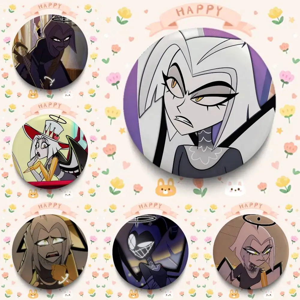 Lute H-HazbinS Badges 25 32 44 58 75 Mm Round Cosplay Pin Bag Decor Fans Collect Friends Gifts Brooch Souvenir