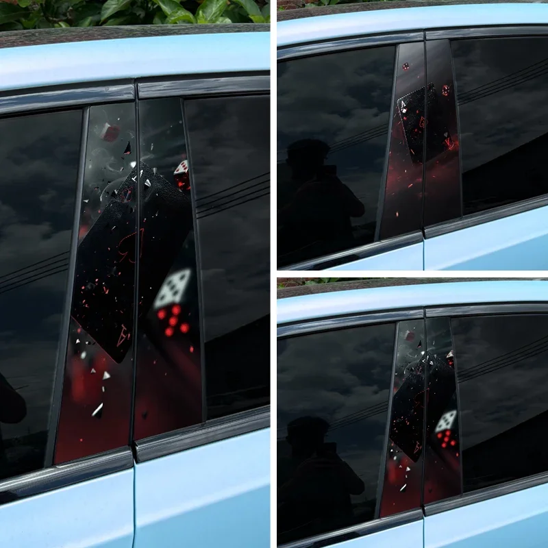 

1/2PCS Splash Poker Car Stickers Auto B Pillar Waterproof Decoration Cover Scratches DIY Car Doors Pillar Sunscreen Vinyl Decals