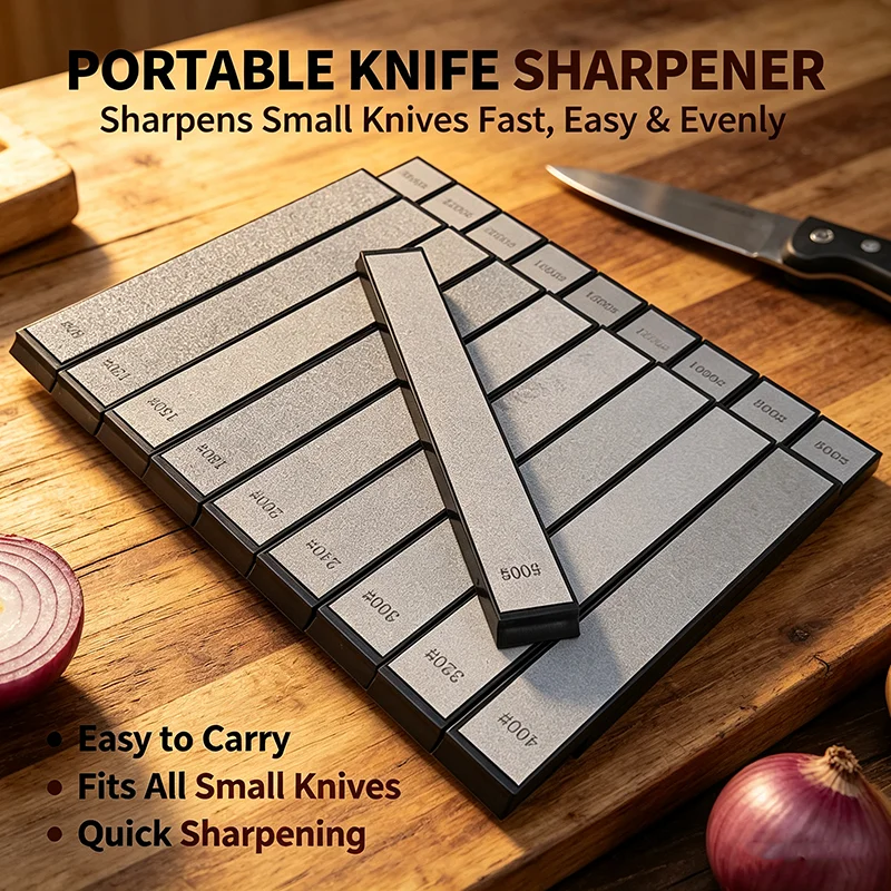 Knife Sharpener Manual Apex Edge Sharpening Kit Diamond Whetstone Bar Refinisher Non Slip Base Razor Scissors Polisher
