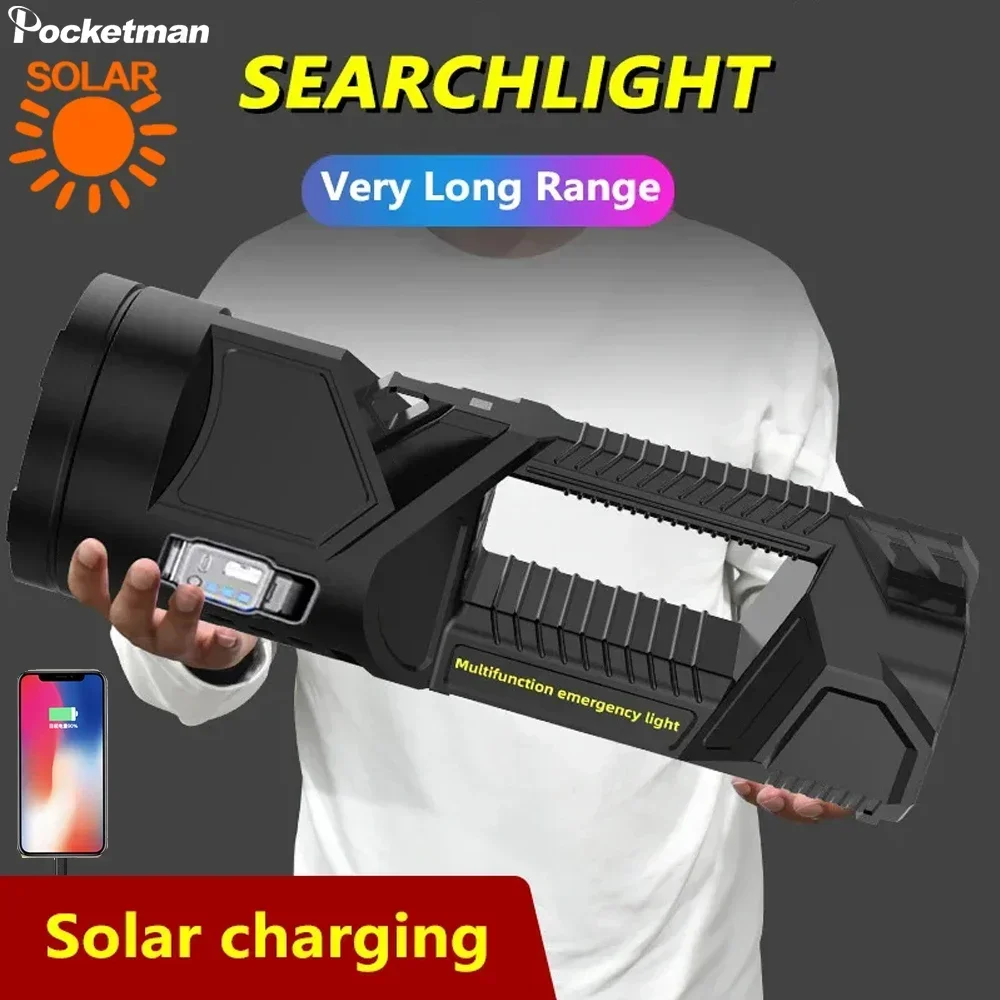 

Solar/USB Charging P50/P70/P90 LED Work Light High Power Portable Searchlight Rechargeable Spotlight Flashlight Camping Lantern