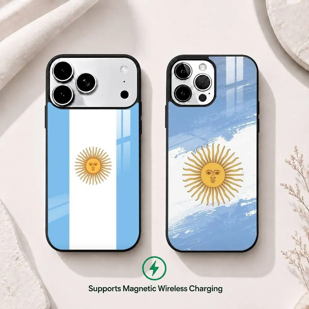 

Argentina Flag Phone Case For iPhone17,16,15,14,13,12,11 Plus,Pro Supports Magnetic Wireless Charging