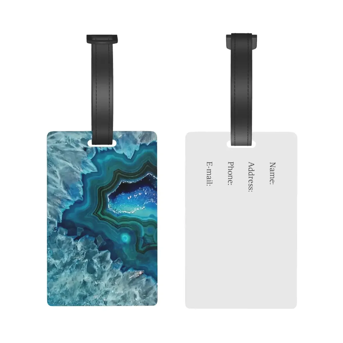 Teal Aqua Turquoise Blue Rock Agate Luggage Tags Suitcase Accessories Travel Baggage Boarding Tag Portable Label Holder ID Name