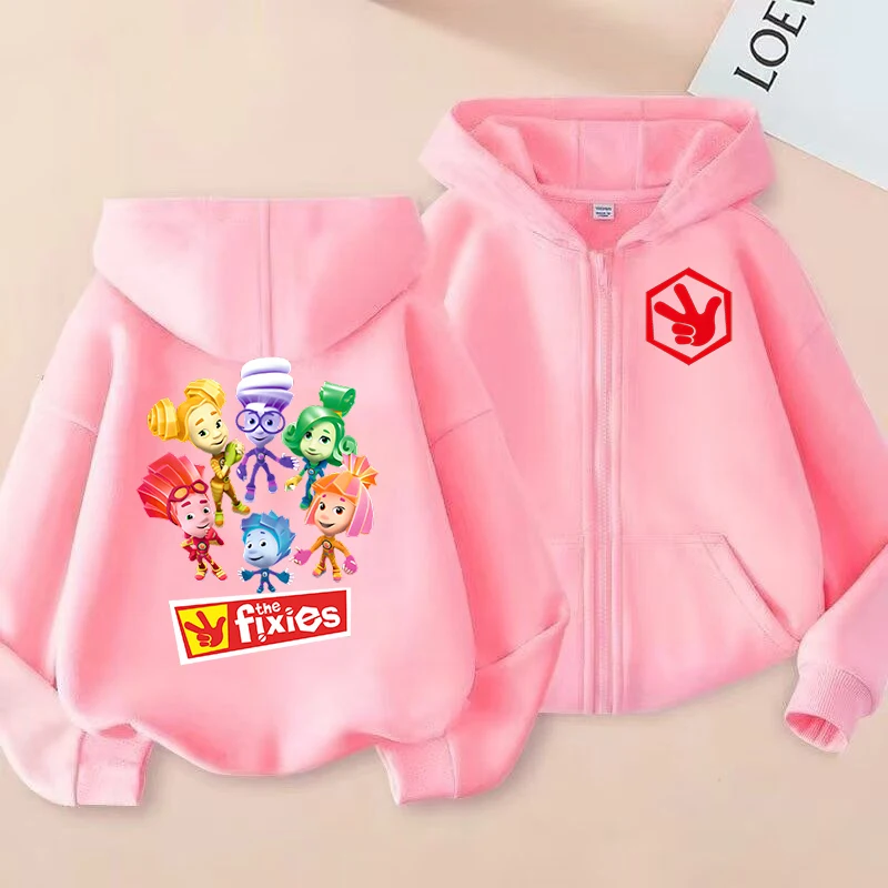 The Fixies Zip Up Hoodie Children Clothes Boys Zipper Sport Shirt Fashion Girl Zipper Sweatshirt Xmas Gift Baby Casual Tops