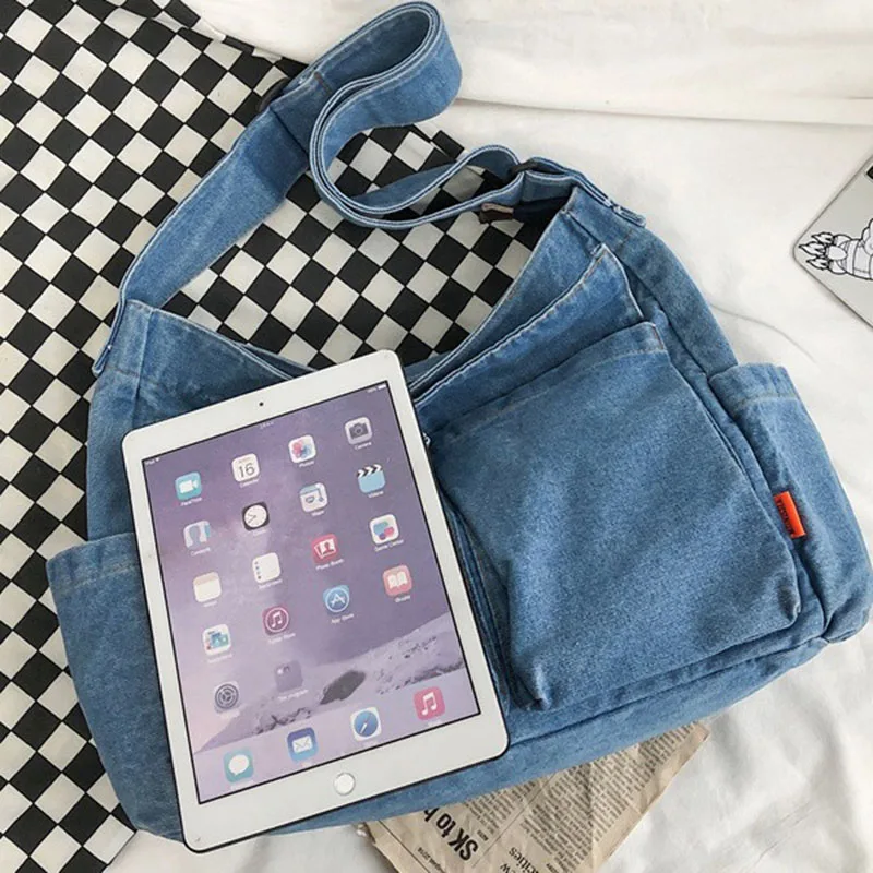 Casual Denim Bag Women Vintage Handbags Teenager Shoulder Tote Bags Messenger Bags Ladies Casual Handbag Crossbody Purse bolasa