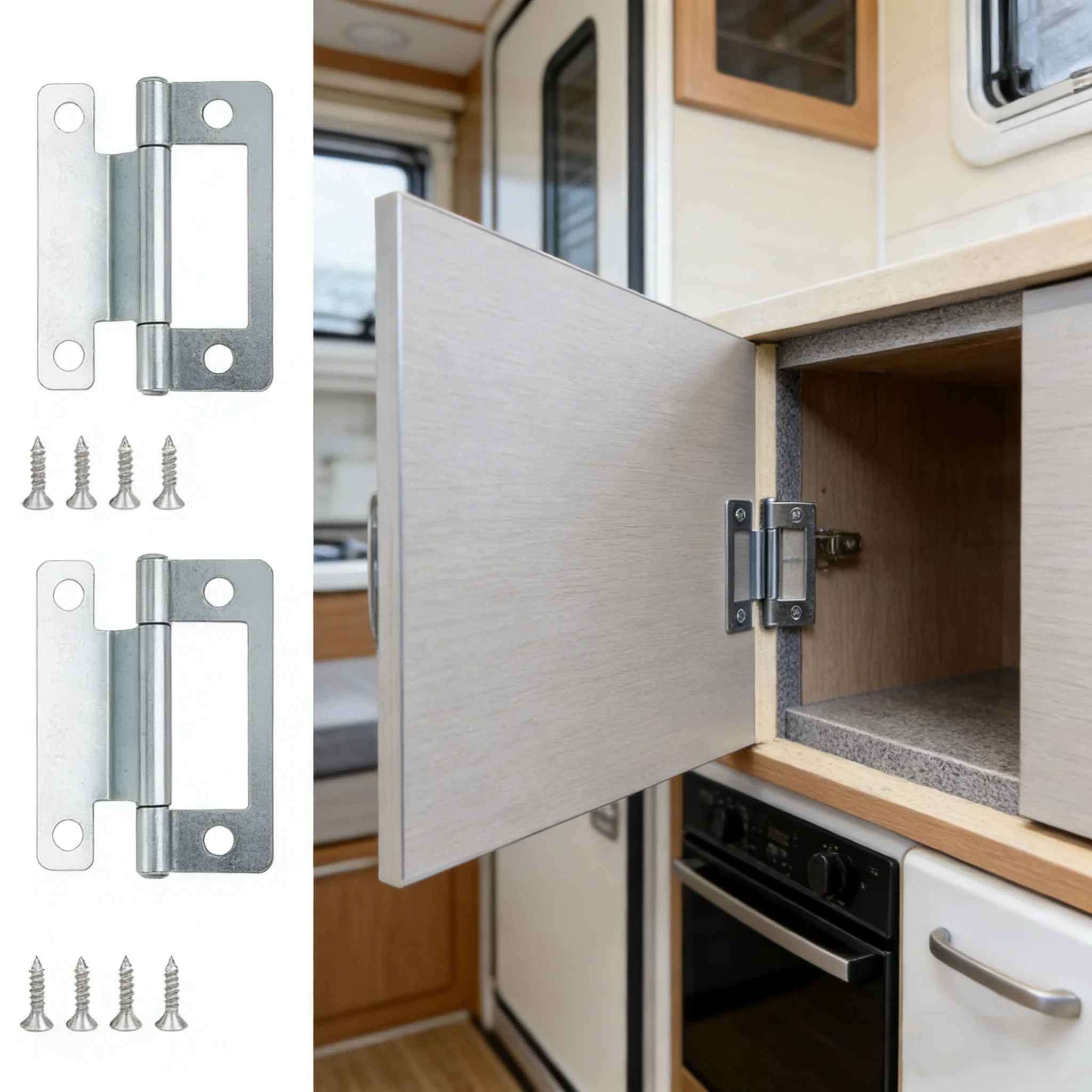 2pcs Rv Folded Room Door Hinges Creative Cupboard Door Camper Van Motorhome Caravans Spring Door Hinges Furniture Accessories