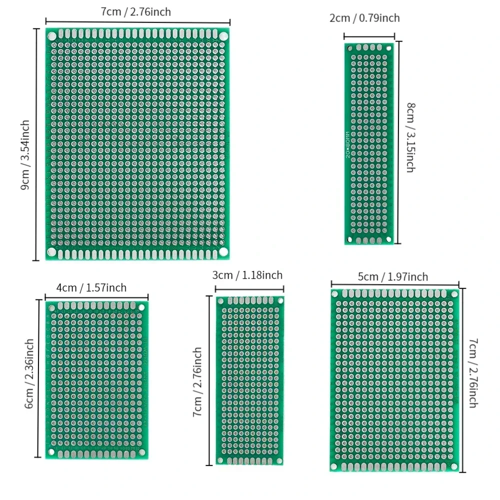 4-40pcs Universal PCB Kit Prototype Board Green Double Sided 2x8 3x7 4x6 5x7 7x9cm Printed Circuit Proto Board for DIY Soldering