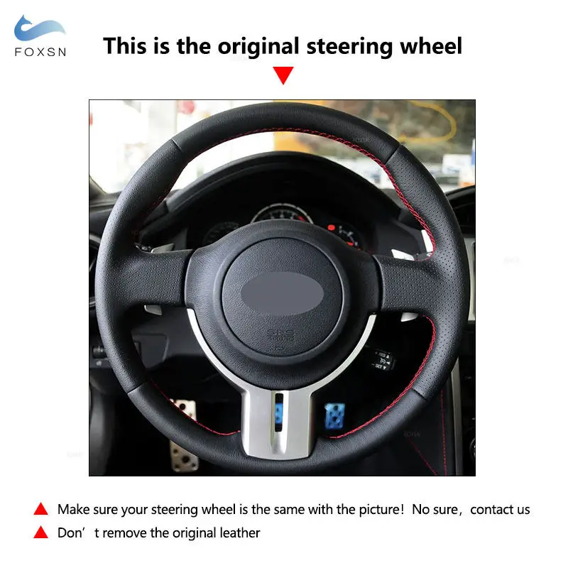 Für Toyota 86 Scion FR-S 2013 2014 2015 2016 Subaru BRZ 2012-2016 Hand Zöpfe Perforierte Leder auto Lenkrad Abdeckung Trim – Detail 1