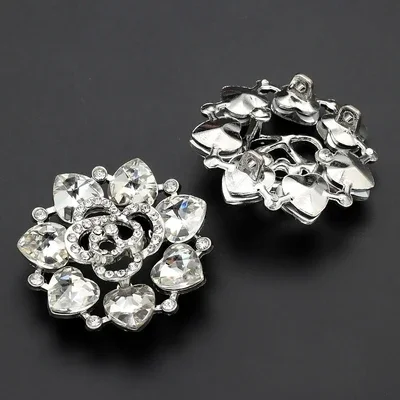 1pcs Metal Rhinestone Fur Coat Buttons for Clothing Collar Decoration Accessories