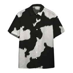 Newest Loose Breathable 3D Printing Trendy Cool Fashion Black & White Stripe Graphic Shirts Beach Party Tops Summer Men's Shirts