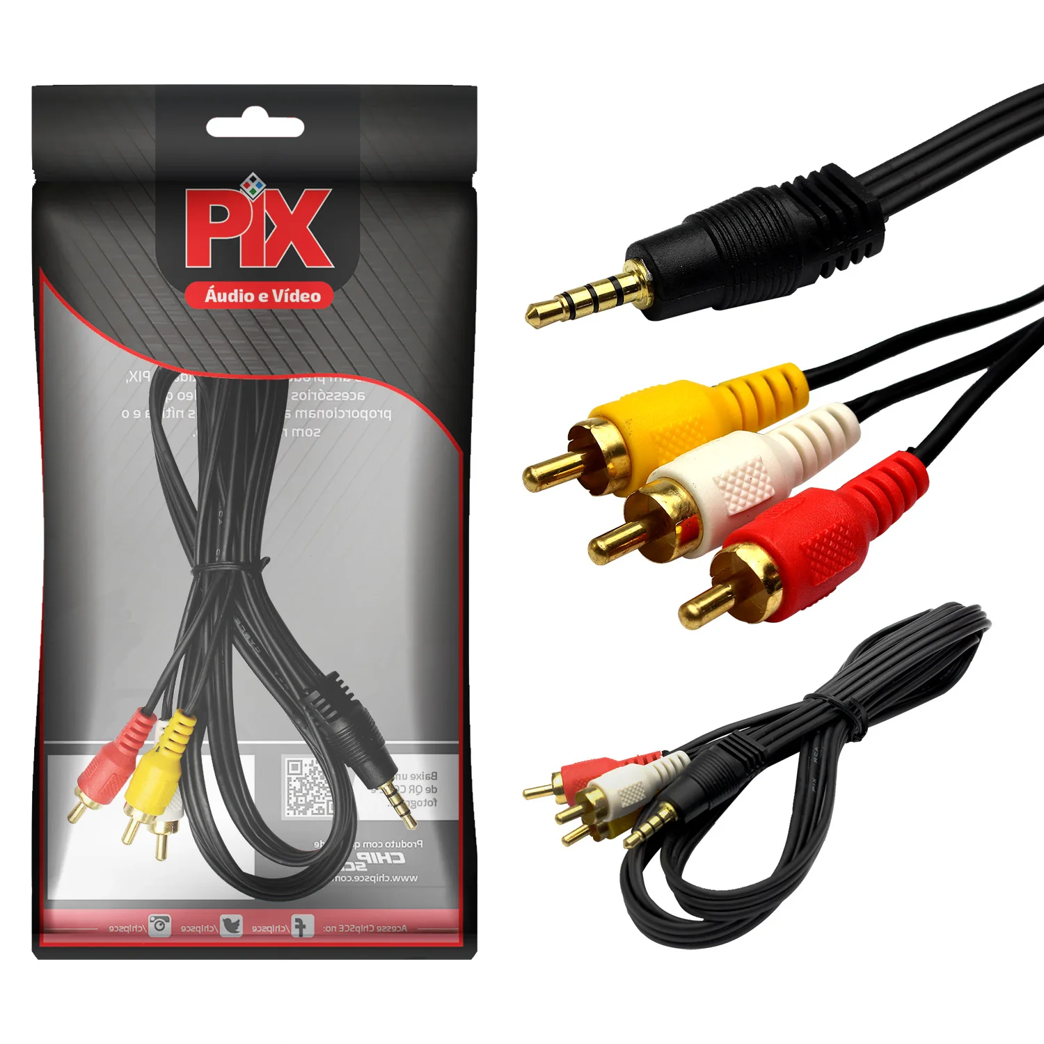 Rca Av Cable P3/P2 Stereo 90 + 3 Rca Male Armored Premium