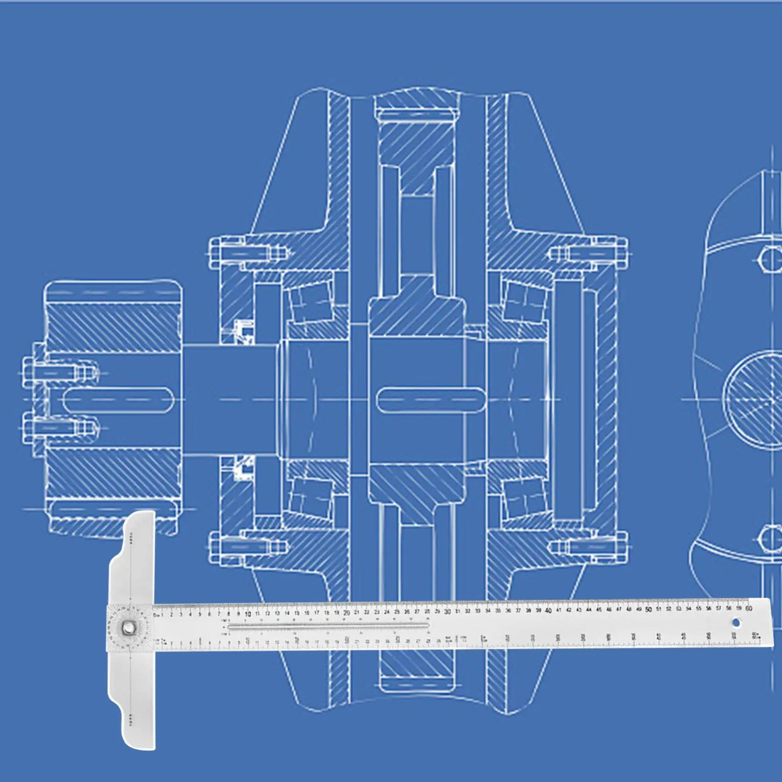 T Square Ruler Rotating Transparent Angle Ruler with Scale for Woodworking