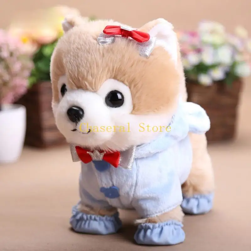 E7CE Simulated Electric Robot Dog Little Puppy Can Walk Bark Nod Wagging Tail Imulation Plush Stuffed Animal Dog