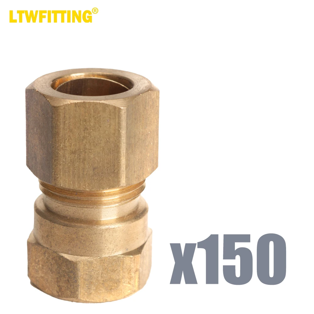 

LTWFITTING Brass 1/2-Inch OD x 1/4-Inch Female NPT Compression Connector Fitting(Pack of 150)