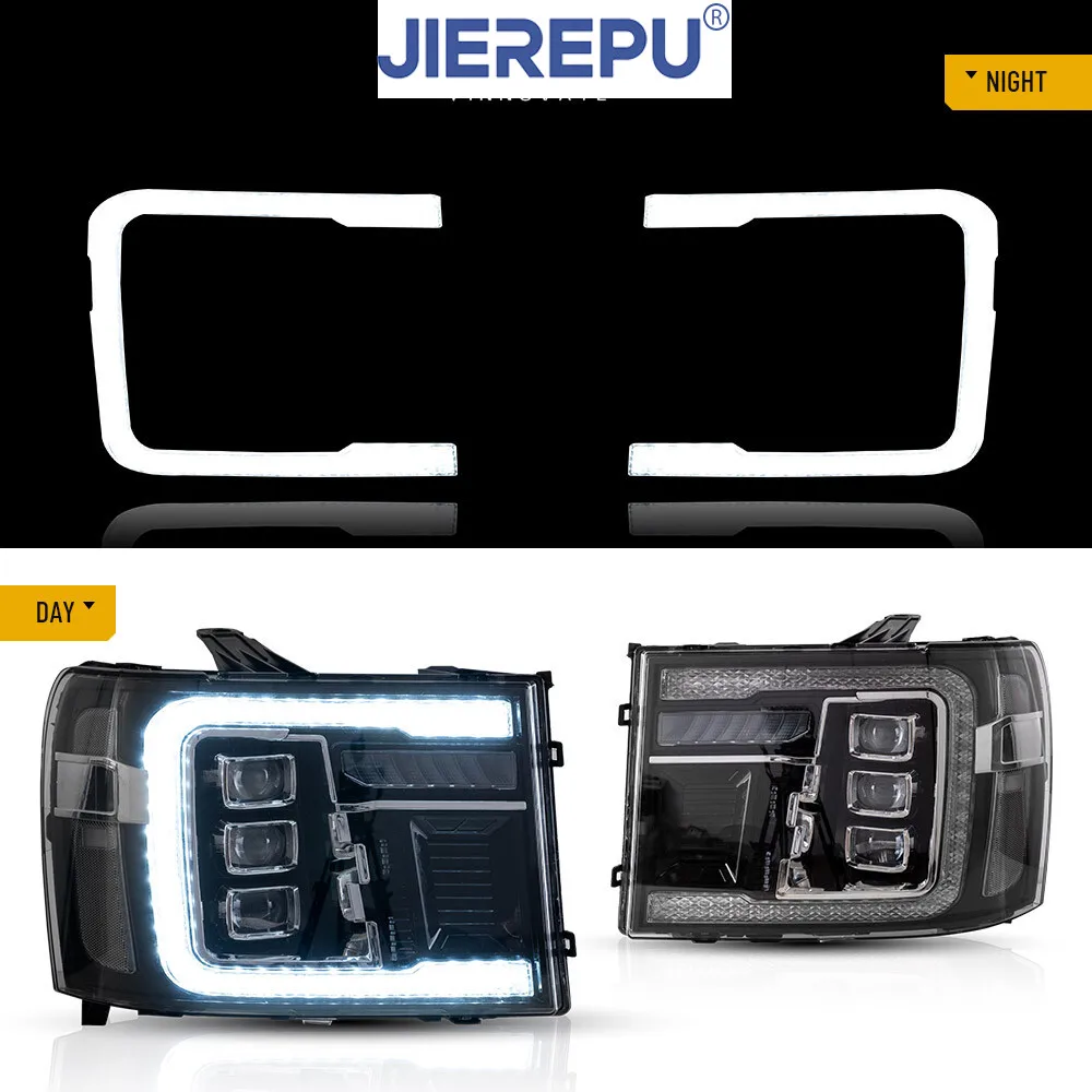

2Pcs Full LED Projector Headlight Assembly For 2007-2014 GMC Sierra Animation&Sequential Auto Headlights Accessories