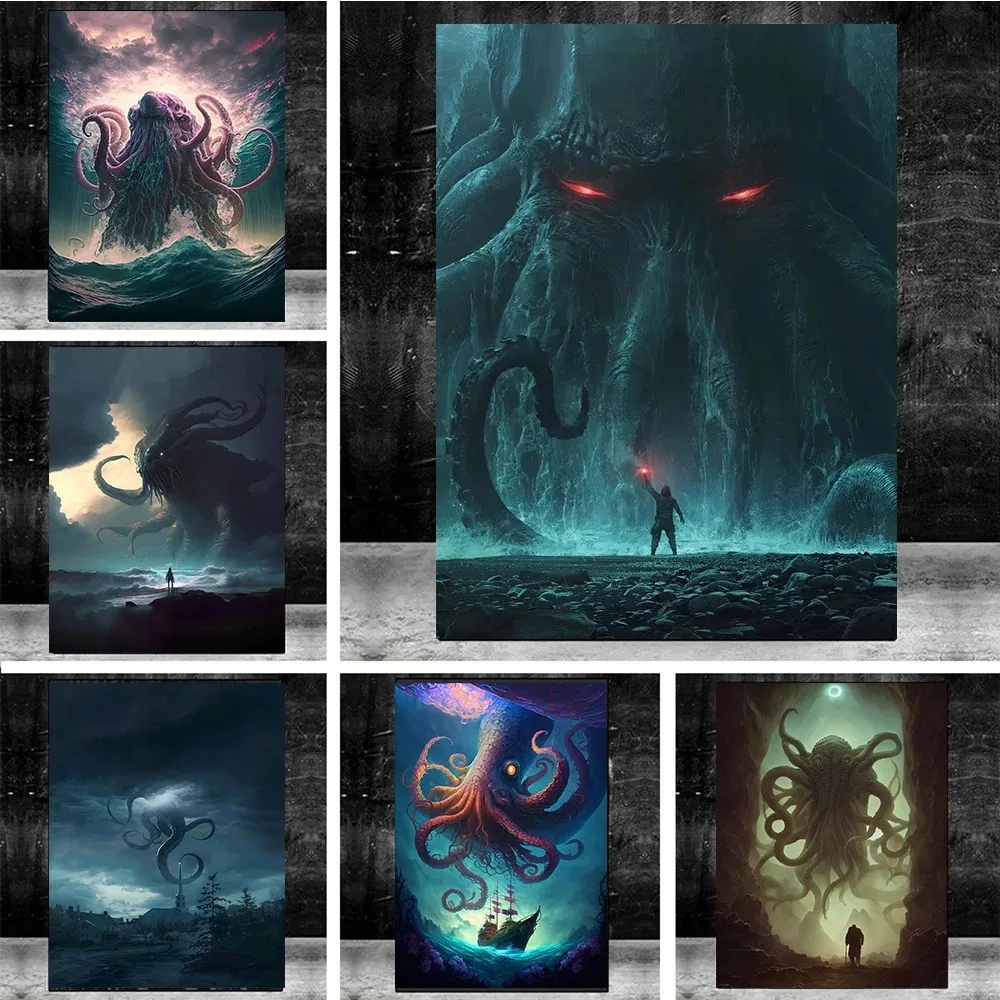 Cthulhu Mythos Abstract Outer God Prints Poster Canvas Painting Modern Wall Art Pictures for Living Room Bedroom Home Decoration