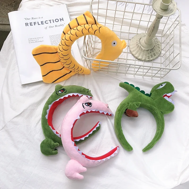 Shark Dinosaur Hairband for Women Fashion Home Wash Face Headband Korean Version Funny Cartoon Hair Bands Hair Accessories