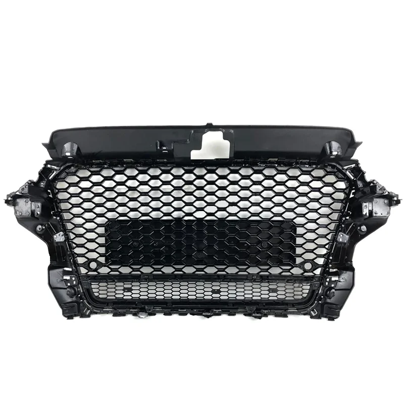 Honeycomb Grille Front Bumper Grille For Audi A3 8V 2013-2015 Glossy Black RS3 Style With Quattro High Quality Racing Grills view 4
