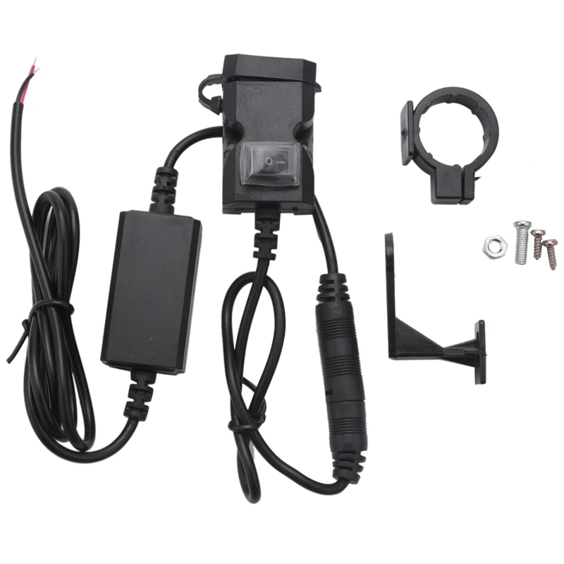 12V Waterproof Motorbike Motorcycle Dual-USB Charger Power Socket Adapter Outlet