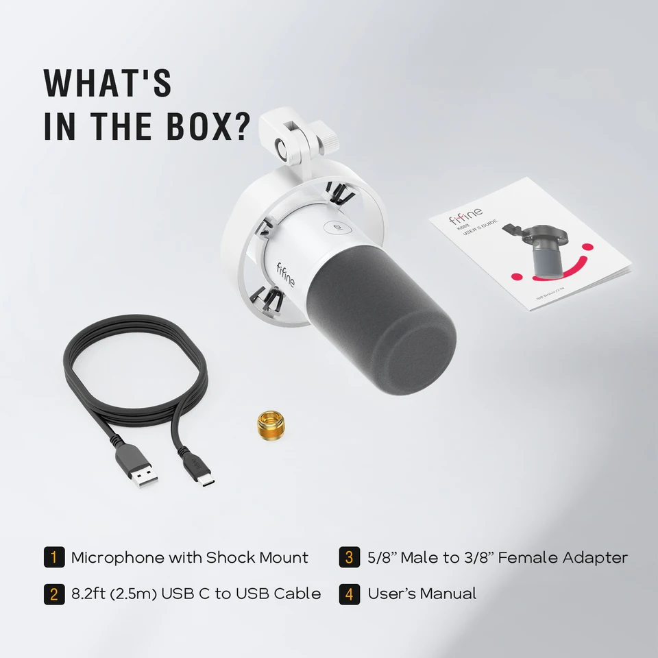 FIFINE ダイナミックポットキャストマイク USB/XLR接続可能 ホワイト FIFINE AmpliTank K688W ダイナミックポットキャストマイク USB/XLR接続