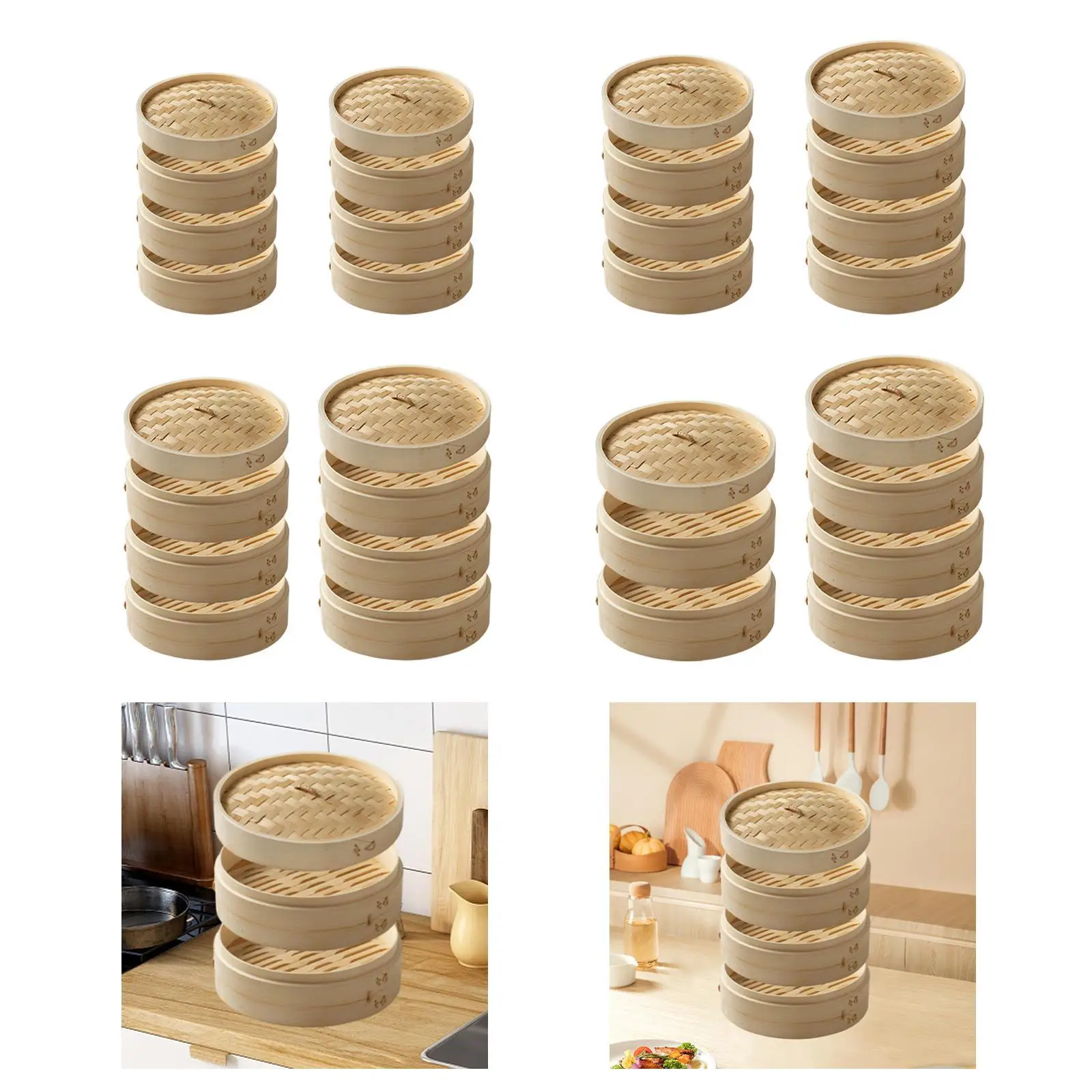 Bamboo Steamer Basket Multiuse Cookware Bun Steamer Food Steamer Chinese Asian Cuisine for Veggies Chicken Desserts Rice Fish