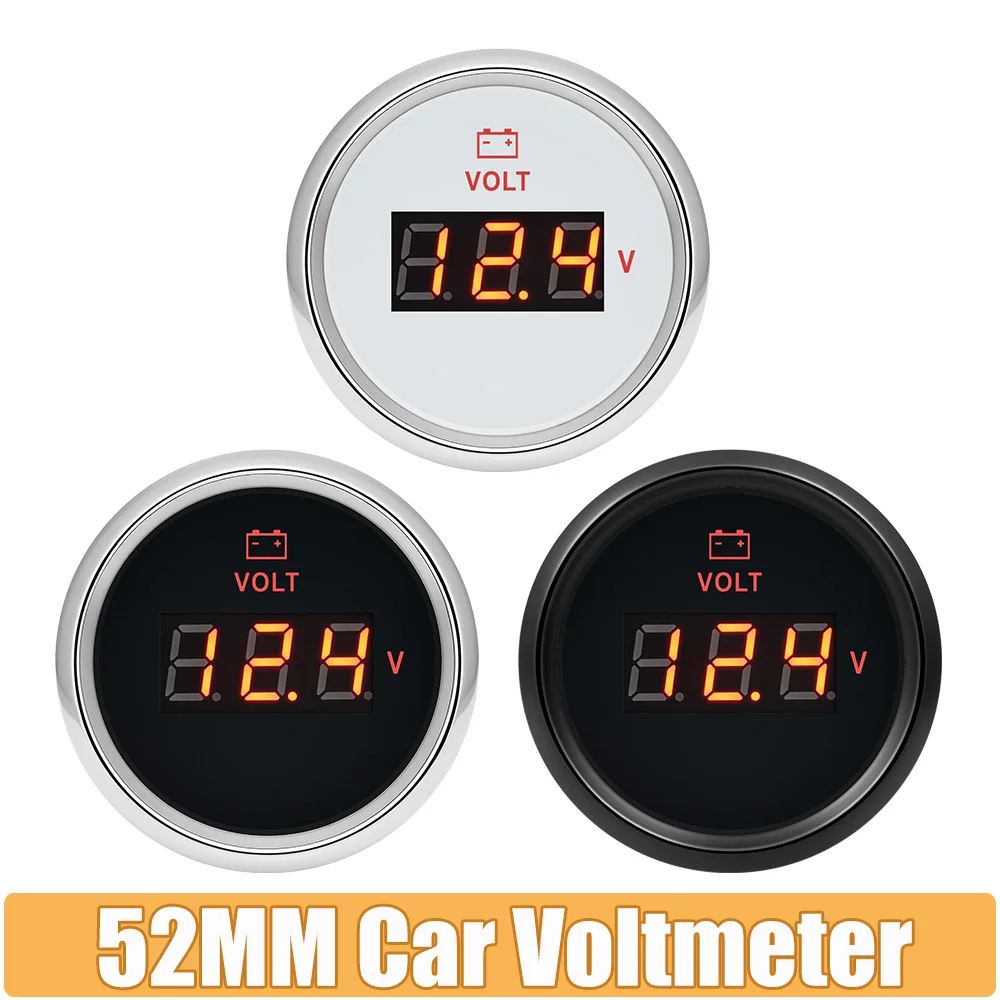 

52MM Voltmeter 8-32 Volts Voltage Gauges Digital Volt Meter for 12V24V Universal Boat Marine Red LED Car Electronic Accessories