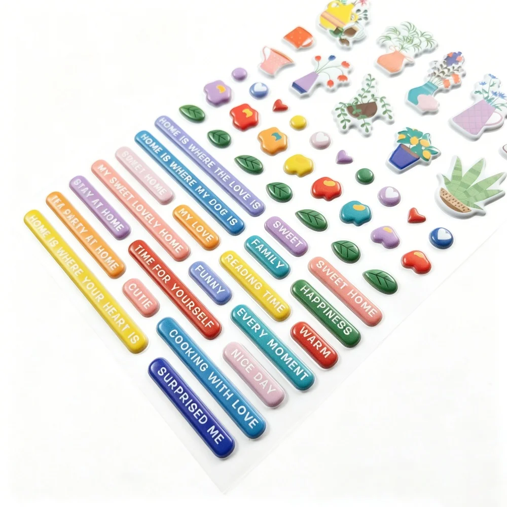 Creative Path Puffy Mini Scrapbooking Journaling Sticker Wiederverwendbare Kleine Vase Stern Herz Motivierende Sätze Deko-Sticker – Detail 21