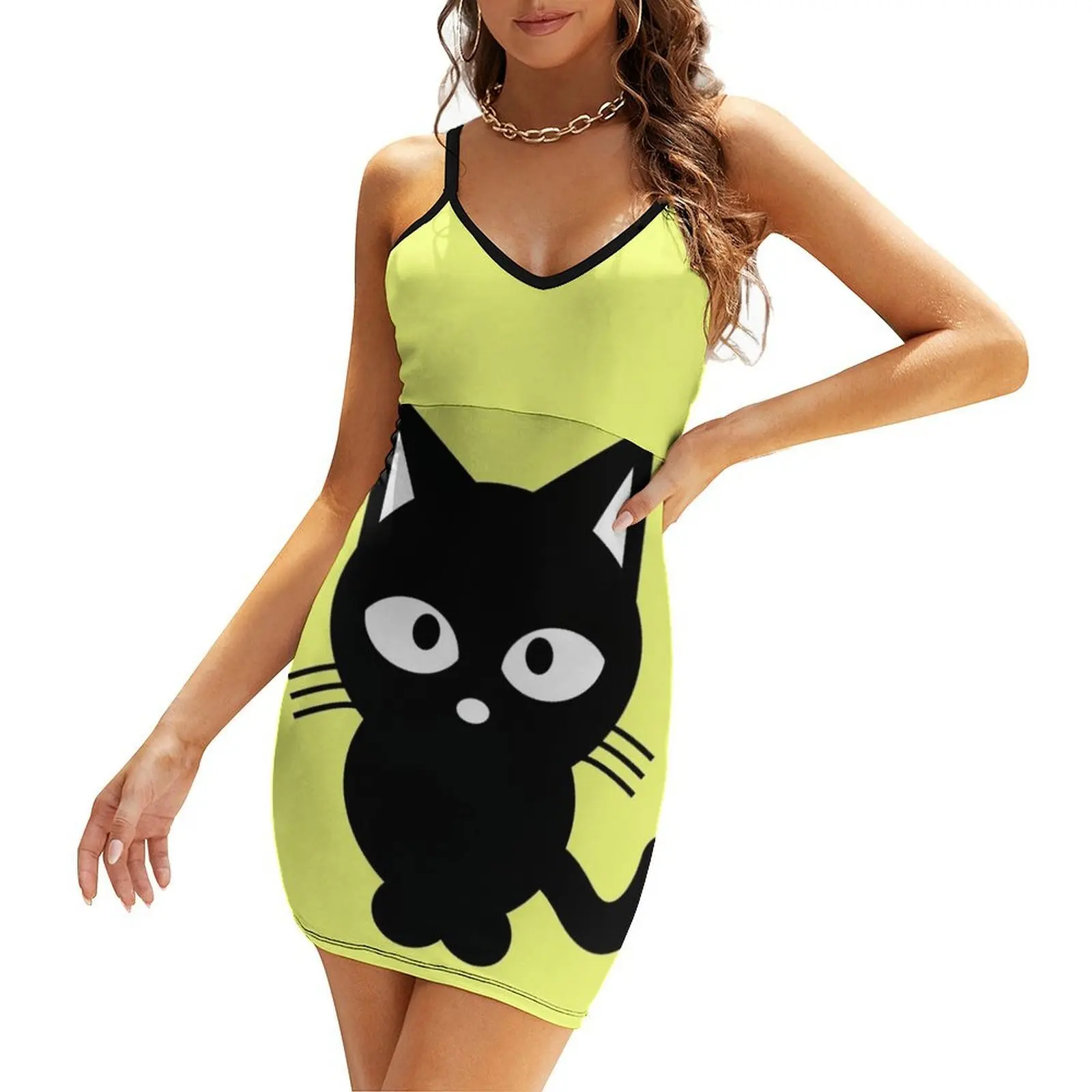 

Cute Black Cat Sling Dress evening dress ladies dresses summer woman dress summer dresses ladies 2025